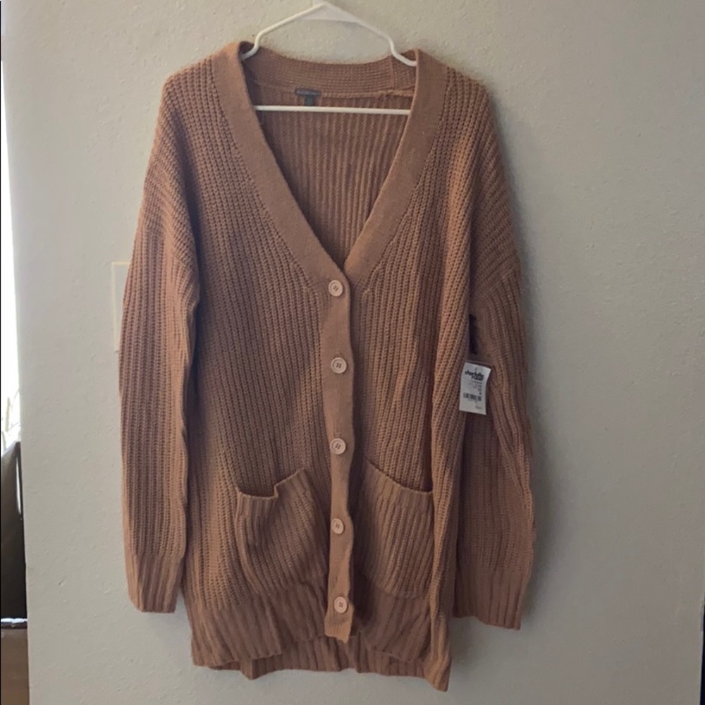 Coral colored button cardigan